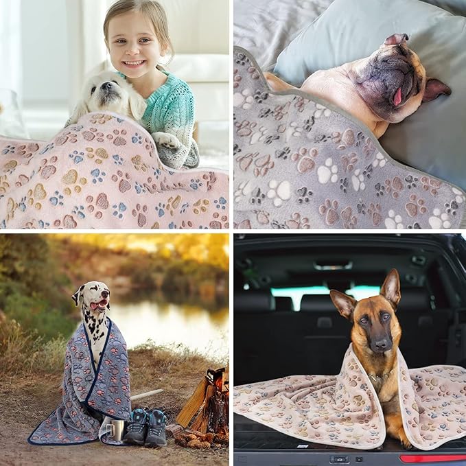 Dono 1 Pack 3 Dog Blankets for Small Dogs, Soft Fluffy Paw Print Pattern Fleece Pet Blanket Warm Sleep Mat, Puppy Kitten Blanket Doggy Mat for Dog Cat Kitten Doggy (30 * 20")