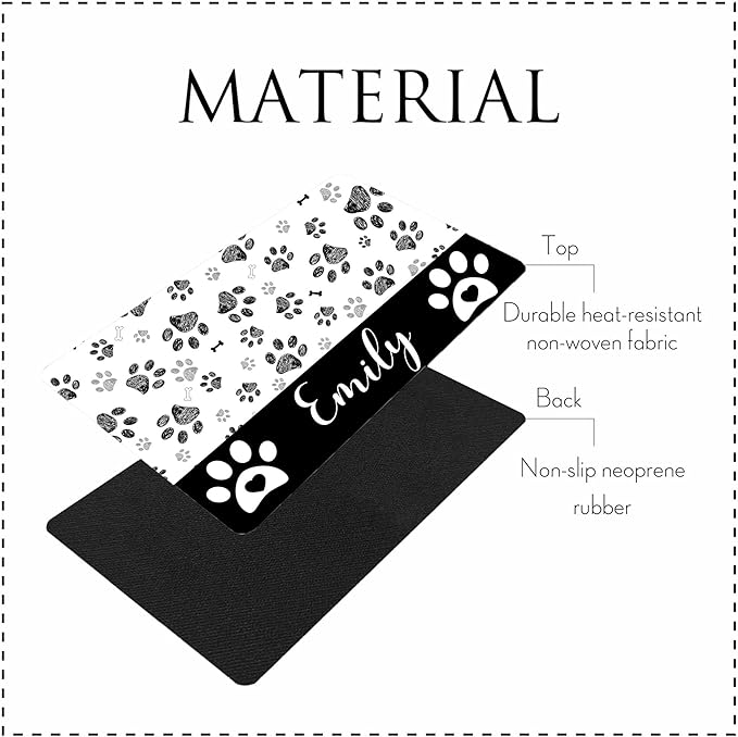 Personalized Dog Cat Mat with Name Photo Custom Placemat Feeding Mats for Food and Water Customized Non-Slip Waterproof Doormat for Bowls Outdoor Indoor Floors Gifts for Pet Owner