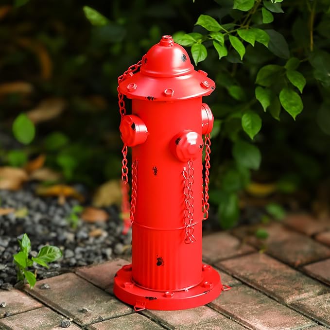 Fire Hydrant for Dogs to Pee on, Metal Puppy Pee Post for Dogs, Red Fake Fire Hydrant with Stakes, Pee Post for Dog Outdoor Indoor Training Tool Garden Yard Lawn Ornament Statue, 16.3" H