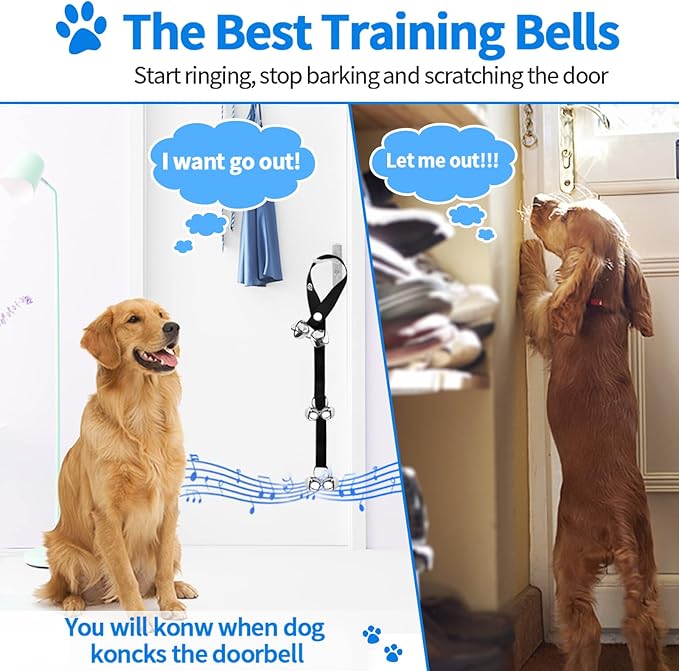 2 Pack Dog Doorbells, Pet Training Bells for Go Outside Potty Training and Communication Device Large Loud Dog Bell Cat Puppy Interactive Toys Adjustable Strap Door Bell