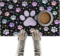 Pet Feeding Mat 24x16 inch Glitter Paw Print Pet Bowl Placemat Non Slip Floor Mat for Food and Water Indoor Pet Feeding Station Cute Meal Pad for Small Cats and Dogs Kitchen Use