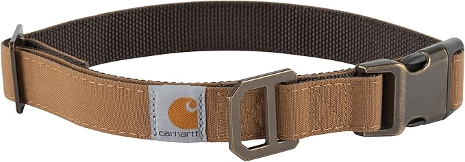 Carhartt Nylon Duck Dog Collar, Fully Adjustable Durable 2-Ply Cordura Nylon Canvas Collars for Dogs, Carhartt Brown, Large