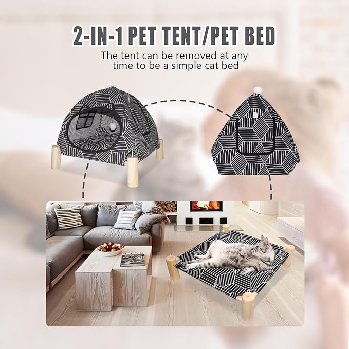 Pozico Portable Cat Tent Bed – Foldable Indoor Tent Bed for Cats & Small Dogs, Washable Cushion, Cozy Hideaway for Kittens & Cats, Easy Assembly & Travel