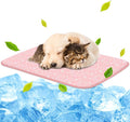 NWK Pack of 4 Pet Cooling Mat - Ice Silk Cooling Mat for Dogs & Cats Portable & Washable Pet Cooling Blanket, Car Seats, Beds for Summer (4pcs, Pink Cat, 27’’ X 20’’ X 0.3)