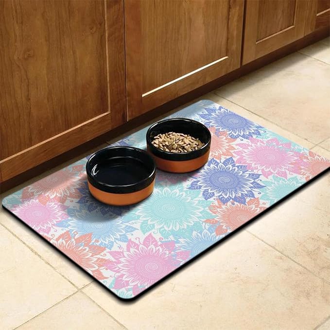 Pet Feeding Mat for Floors Waterproof Dog Mat for Food and Water Absorbent Quick Dry Non Slip mat for Cat Bowls