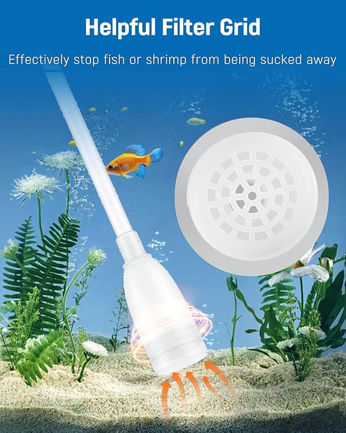 Pawfly Aquarium Water Changer Aquarium Siphon Vacuum Cleaner for 20-40 Gallon Fish Tank, Vacuum Gravel Cleaner with 4.4" Long Hose Manual Aquarium Cleaning Tools for Water Changing and Maintenance