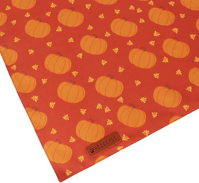 ADOGGYGO Thanksgiving Dog Bandanas 2 Pack, Reversible Pumpkin Turkey Pet Scarf, Premium Fabric, Adjustable Fit Orange Thanksgiving Bandanas for Medium Large Dogs (Large)