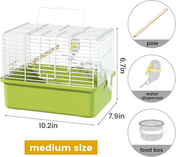 Small Bird cage,Travel Cage for Birds and Small Animals, Parakeet cage,Bird Carrier Travel cage,Bird Travel cage, jaulas para pájaros,Green,(Size:S,M,L) (M)