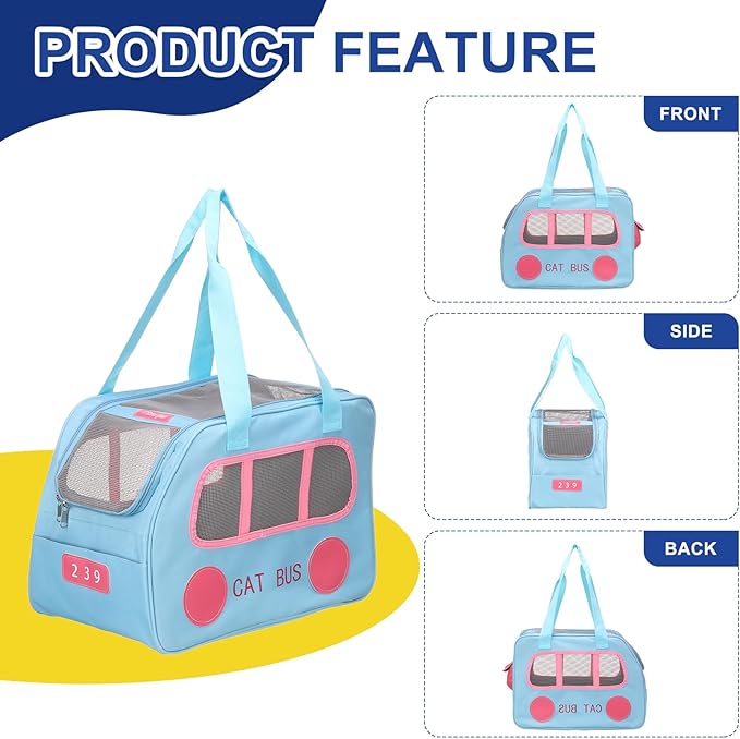 Pet Backpack Carrier, Portable and Ventilated, Oxford Cloth, Dogs Cats and Small Animals Travel Bag 16.93", (Blue, 1 Pcs), Intended for Hiking/Camping/Traveling