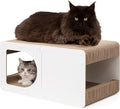EHEYCIGA Cardboard Cat Scratcher House, 23-Inch Corrugated Cat Scratcher for Indoor Cats, Extra Large Scratching Board Pad, White