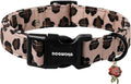 DOGWONG Fall Leopard Dog Collar- Cute Classic Animal Dog Collars Adjustable Girl Dog Collar for Small Medium Large Dogs XS