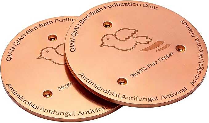 QIANQIAN Bird Bath Copper Disk, Copper Bird Bath Purification Disk (2, Copper)