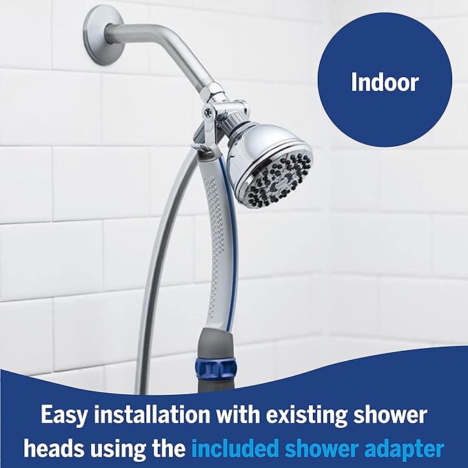 Waterpik Pet Wand Pro Dog Shower Attachment for Fast and Easy Dog Bathing and Cleaning,Indoor-and Outdoor Sprayer Includes 8-Foot Flex Hose,Blue/Grey,PPR-252E,(Pack of 2)