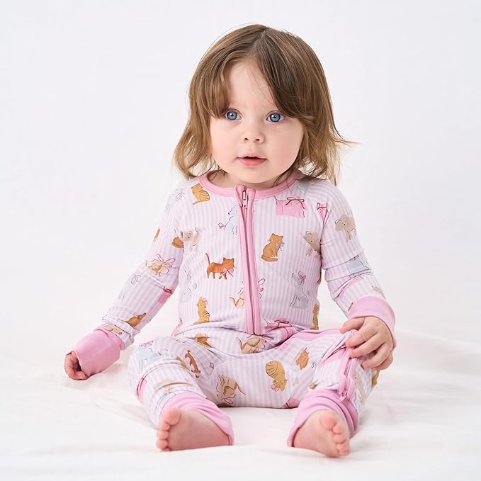 pureborn Baby Infant Boys Girls Sleeper Snug Fit Viscose from Bamboo Pajamas Zipper Pjs 0-24 Months