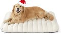 LE SURE Cute Orthopedic Dog Bed for Extra Large Dogs, XL Waterproof Chic Flat Pet Beds with Removable Washable Cover, Fuzzy Thick Egg Crate Foam Pet Mat for Indoor Use (44" x 32", Cream)