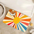 Retro 70s Rainbow Sunrise Swirl Dog Cat Food Mat,Absorbent Pet Feeding Mat for Food and Water, Non-Slip Dog Bowl Mats Floor Protector 16"x24"