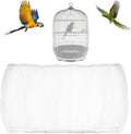 Bird Cage Seed Catcher, Adjustable White Bird Cage Net Birdcage Cover Skirt Nylon Mesh Netting, Stretchy Birds Cages Guard for Parrot Parakeet Macaw African Any Cages Cover