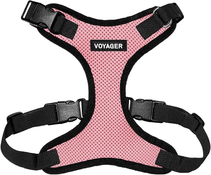 Voyager Step-in Pet Harness - All Weather Mesh, Adjustable Step in Harness for Cats and Dogs by Best Pet Supplies - Pink/Black Trim, XS