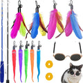 ZPH Cat Toys Interactive for Indoor Cats,2PCS Retractable Cat Wand,9PCS Teaser Toys&1PCS Eyeglasses Toy,Interactive Feather Toy for Teaser Play and Chase Exercise with Kitten