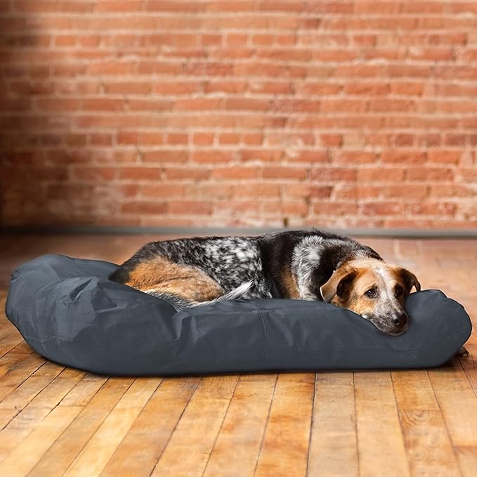 Waterproof Dog Bed Protector. (53 L x 42 W x 5 H inches) Washable Removable Orthopedic, Cooling Gel and Memory Foam Pet Bed Cover. Cover only. (Gray)
