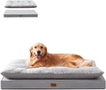 2-Pack Waterproof Dog Bed Large Size Dogs, Plush Cushion & Orthopedic Egg-Crate Foam Mattress for Senior Dogs, Washable Dog Crate Bed with Removable Cover, Light Grey