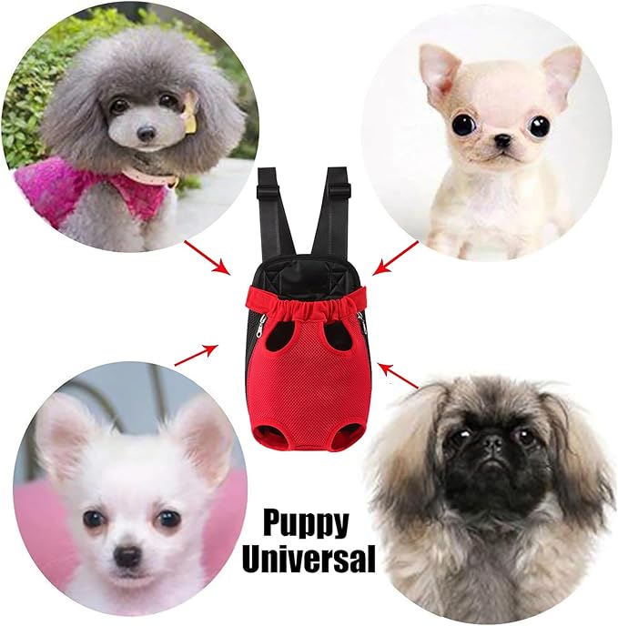 Dog Carrier Backpack, Adjustable Puppy Front Carrier Backpack, Ventilated Dog Chest Carrier for Hiking Camping Travel, Sling Bag for Small Medium Dog Cat Rabbit Puppies, Suit 3-5 lbs (Beige, S)