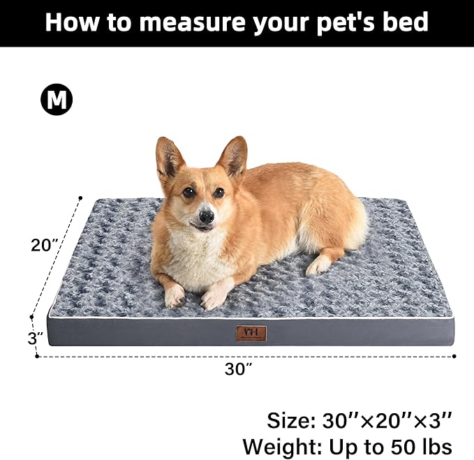 WESTERN HOME WH Medium Dog Bed for Medium Size Dogs, Orthopedic Pet Bed Waterproof Mattress with Removable Washable Cover, Thick Egg Crate Foam Dog Bed with Non-Slip Bottom