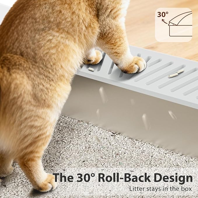 Stainless Steel Litter Box | Metal Kitty Litter Box with Lid High Sided for Small Cats or Injured Cats, Bunny Litter Boxes, Low Entry, Odor-Free, Non-Stick,Includes Scoop