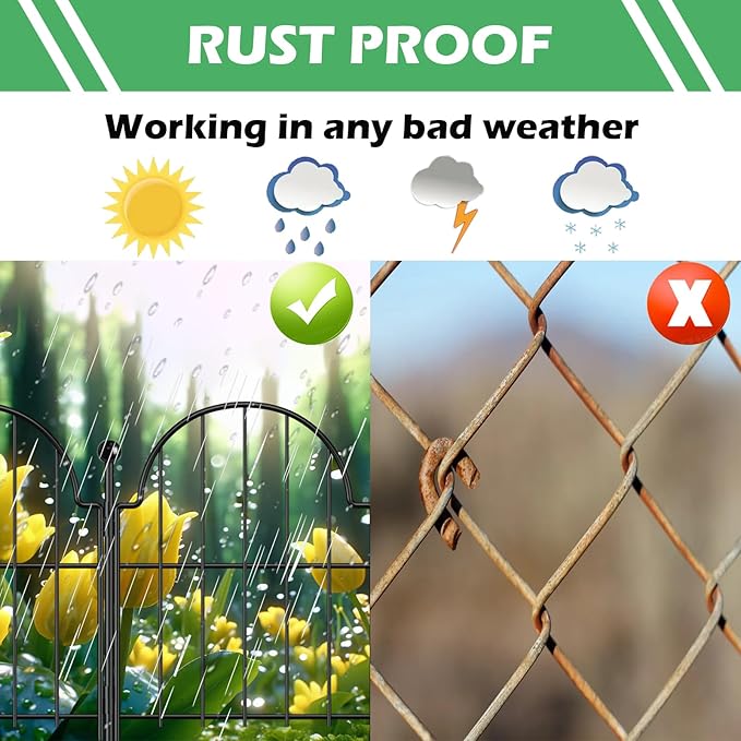 Garden Fence, 17 in(H) x 21 ft(L) Arched Rustproof Metal No Dig Fence Garden Fence Border, Ground Stake Animal Barrier Fence for Rabbit Dog, Outdoor Landscape Decor for Yard & Patio,19 Pack