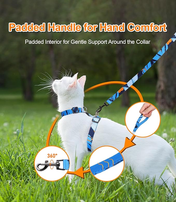 Halypet Cat Harness and Leash Set, Escape Proof [3 in 1 Adjustable & Lightweight] Cat Harness, Safe Kitten Harness for Large Cats Comfortable Soft, Easy to Wear, Walking Outdoor Travel, Medium