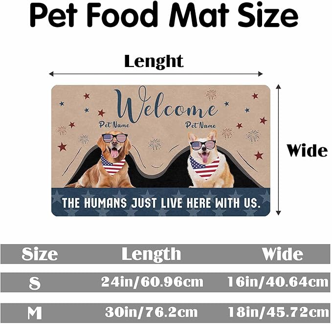 Personalized Dog Cat Mat with Name Photo Custom Placemat Feeding Mats for Food and Water Customized Non-Slip Waterproof Doormat for Bowls Outdoor Indoor Floors Gifts for Pet Owner