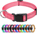 TagME Reflective Nylon Dog Collars, Adjustable Classic Pet Collar with Quick Release Buckle for Small Dogs, Baby Pink, 3/4" Width