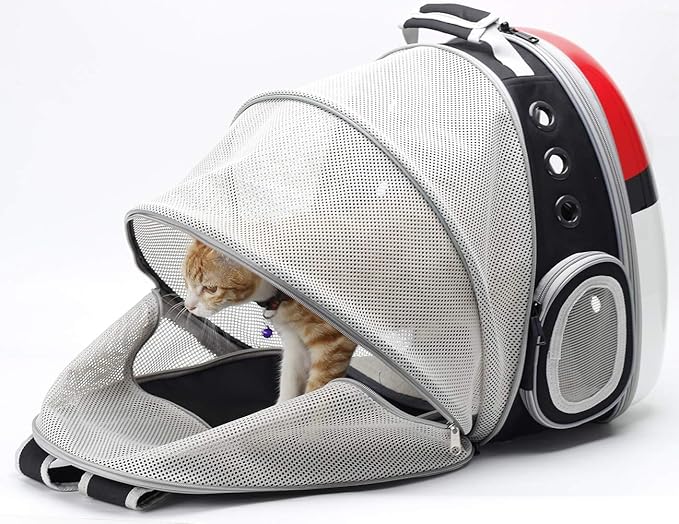Dual Expandable Cat Backpack Front & Back Extension Pet Backpack Carrier, Fit up to 20 lbs, Bubble Capsule Dog Backpack Travel, Hiking & Outdoor