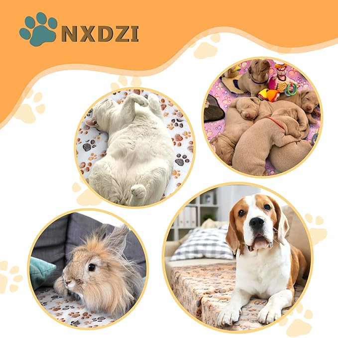 Dog Blankets for Medium Large Dogs, 3 Pack Dog Blanket Washable 41" x 31", Fuzzy Soft Pet Mat Throw Cover for Kennel Crate Bed, Cute Paw Pattern, Cat Blanket, Blankets for Dogs, Pet Blanket
