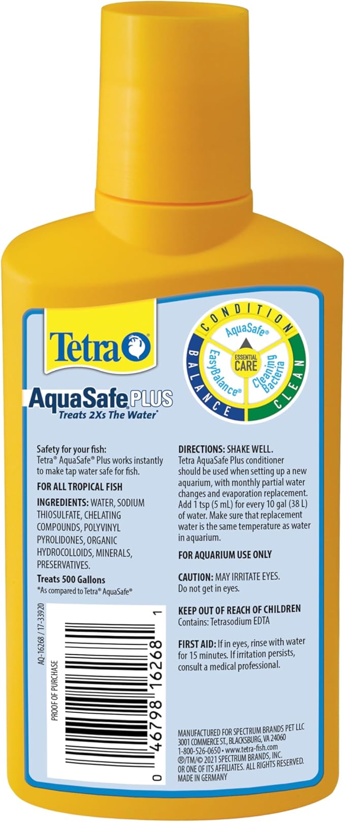 Tetra AquaSafe Plus, 8.45 Ounces, aquarium Water Conditioner And Dechlorinator, Model Number: 46798162681