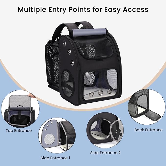 Cat Carrier Backpack, Expandable Pet Carrier Backpack for Cats, Dogs and Small Animals, Portable Pet Travel Backpack, Airline Approved, Ideal for Traveling/Hiking/Camping, Black, XL