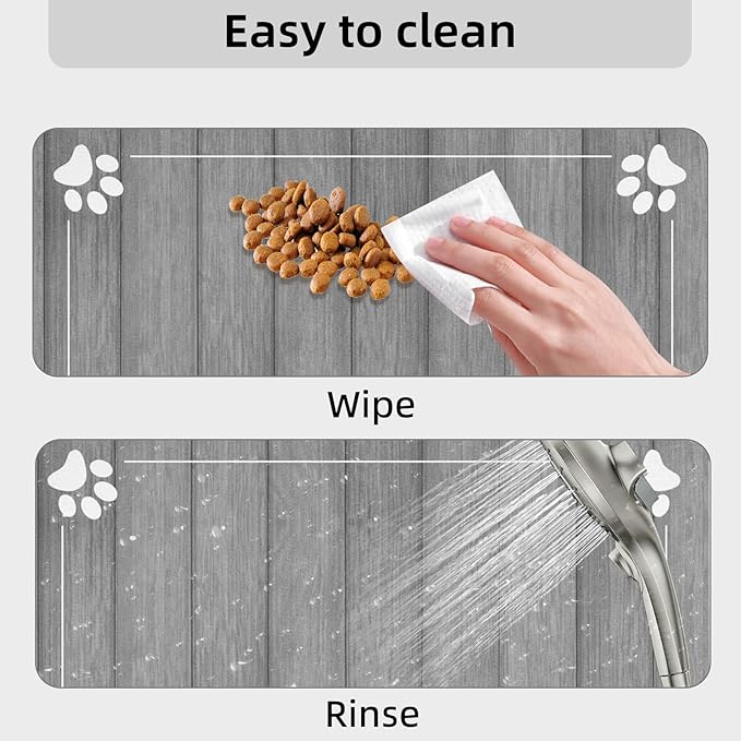 Food and Water Bowl Mat for Dog Cat, 20 x 12 inches Waterproof Non-Slip Absorbent Pet Feeding Matt Placemat
