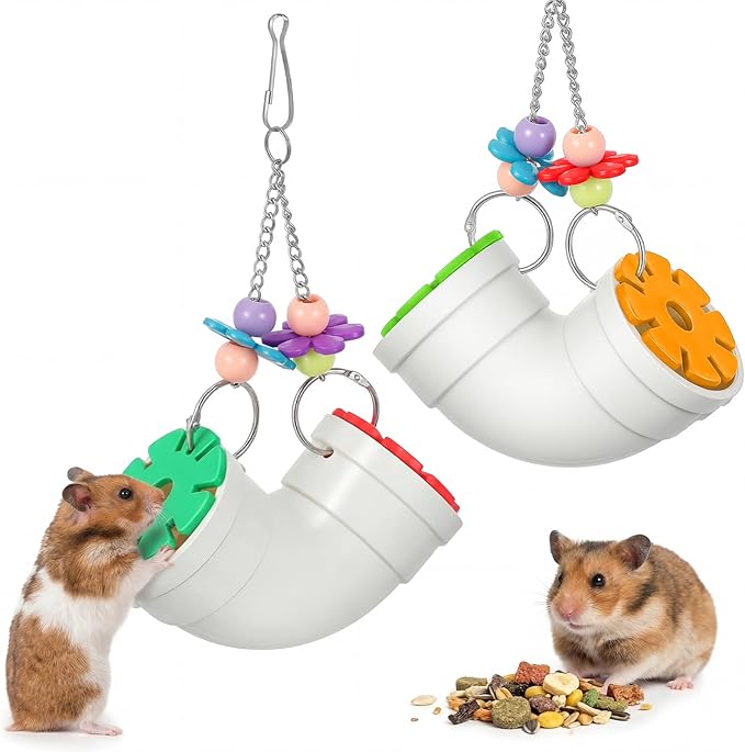 Shappy 2 Pack Rat Enrichment Toys Hanging Foraging Feeder, Interactive Treat Puzzle with Wide Opening Lid, Slow Feeding Cage Accessory for Rats, Hamsters, Guinea Pigs