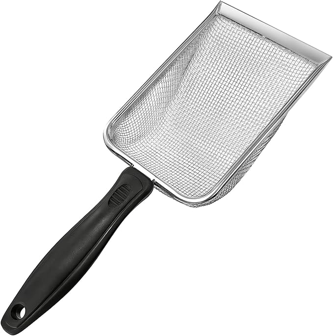Cat Litter Scoop, Stainless Steel Mesh Scoop Away Cat Litter, Kitty Litter Scoop 2.8mm Hole, Non-Stick Cat Litter Scoop for Crystal Litter|Pine Pellets|Small Pieces, Litter Cleaner Beach Mesh Shovel