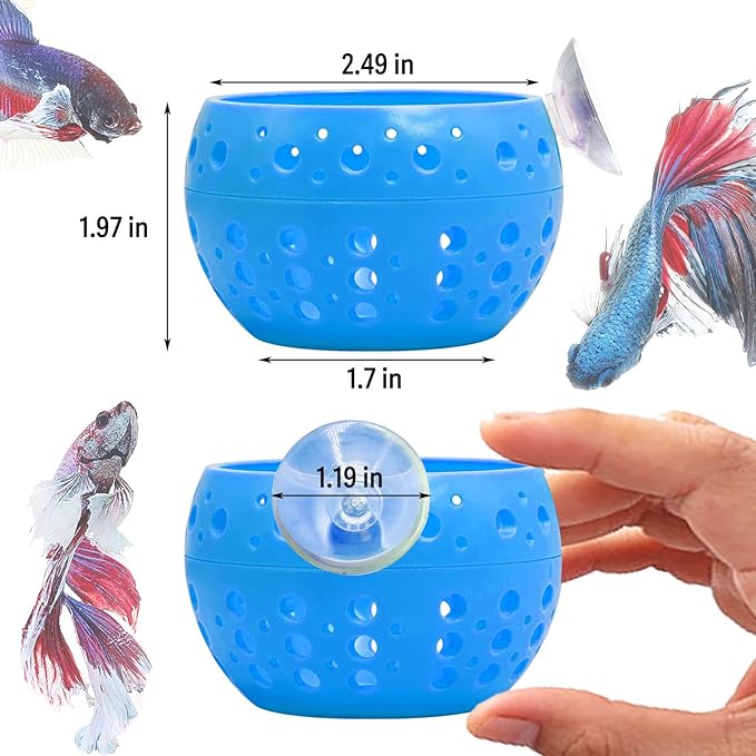 Fhiny Betta Tunnel, Aquarium Fish Hideout with Suction Cup - Shrimp Cave Aquarium Decor for Small Fish, Shrimp, Guppy Hiding & Resting (Blue)