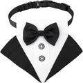 Segarty Formal Dog Tuxedo Bandana Dog Wedding Attire, Adjustable Collar with Bowtie, Pet Cats Tuxedo Bandana Necktie Collar for Medium Large Boy Pets Wedding Grooming Birthday Party Gift (L Black)