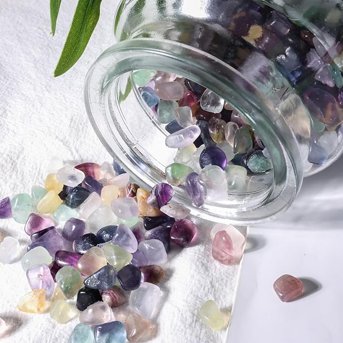 JOHOUSE Quartz Crystals, Crushed Chips Tumbled Polished Stones Assorted Irregular Shaped Decorative Rocks Succulent Pebbles for Indoor Plants Aquarium Betta Fish Tank Gravel Vase Filler DIY Crafts 1LB