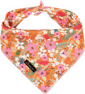 ARING PET Floral Dog Bandanas, Flower Leaf Triangle Scarf for Small Medium Large Boy Girl Dogs-Size L