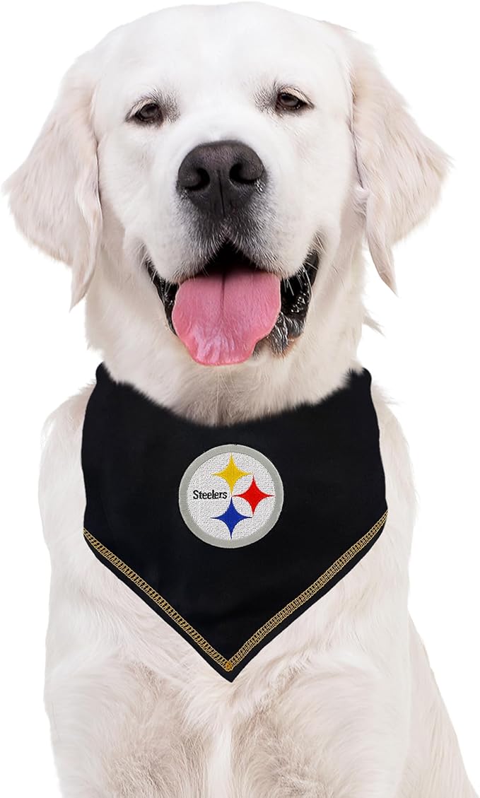 NFL Pittsburgh Steelers TIE Bandana, Large/X-Large. Dog Bandana Scarf Bib for Pet Cat Dog. The Ultimate Game-Day, Party Bandana