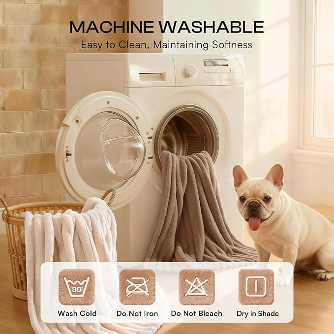 LINENLUX 1 Pack 3 Soft Dog Blanket Washable Warm Fleece Cat Blankets for Pet Puppy Fluffy Calming Flannel Brown/White/Blue Medium