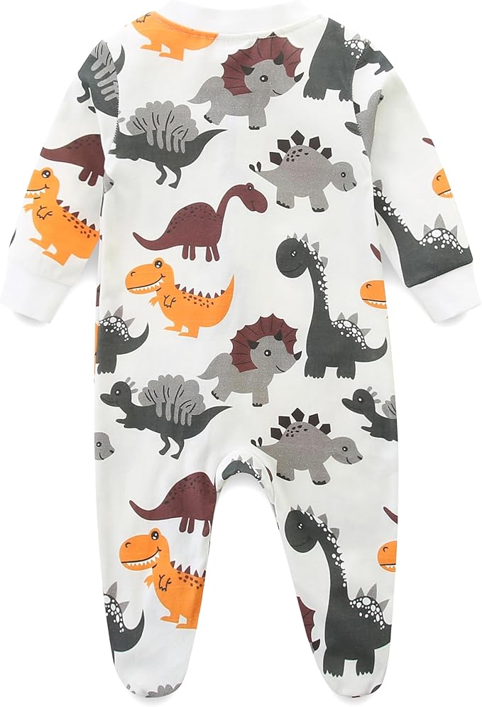 Neutral Baby Clothes Boy Girl Footed Cotton Long Sleeve Double Zipper Onesie