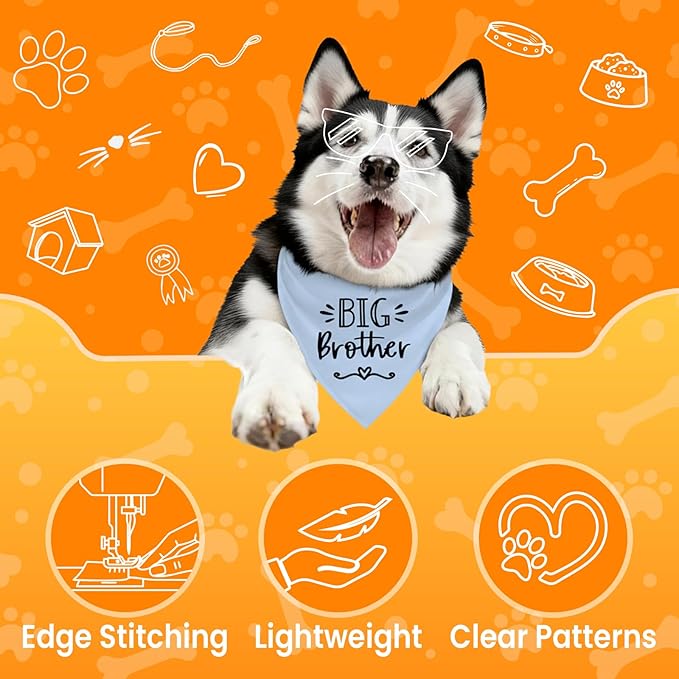 Big Brother Dog Bandanas, Pet Dog Triangle Scarf for Small Medium Large Pet, Baby Announcement Dogs Bandana Pets Scarf (Big Brother)