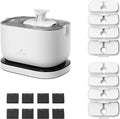 Cordless Pet Water Fountain Battery Operated + 8 Packs Replacement Filters for Dockstream Cat Water Fountain WF005 WF115 WF105, 4 Months Set of Replacement Filters