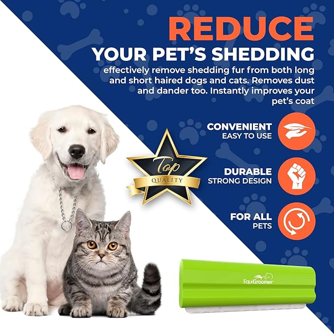 EasyGroomer Deshedding Brush for Dogs & Cats – Undercoat Grooming Tool for Short & Long Hair, Removes Loose Fur & Dirt, Reduces Shedding for Small & Large Pets, Lime