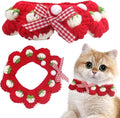 Cat Collar Breakaway, Kitten Collar with Cute Bow Tie and Strawberry Pattern Comfortable for Kitty and Small Puppies, Bandana Fits Neck 2-3 Inches(S)(red)